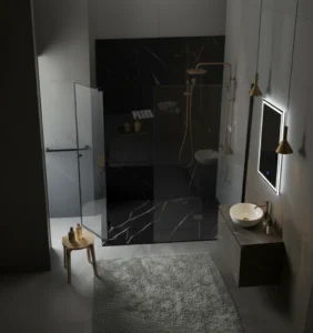 IMBERDECK-APUANO NEGRO-Plato de ducha imitación marmol negro (7)